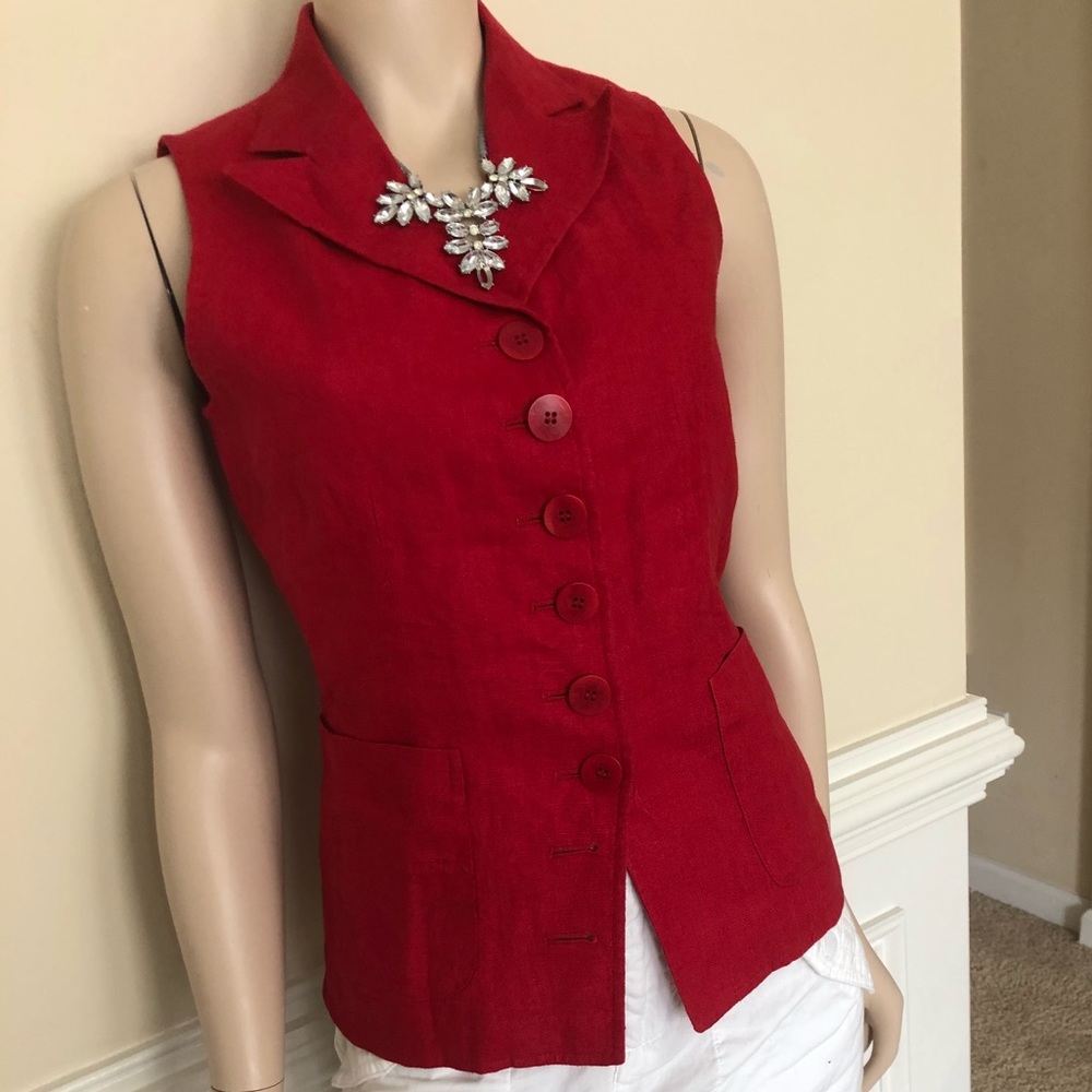 Red Ann Taylor Linen Vest